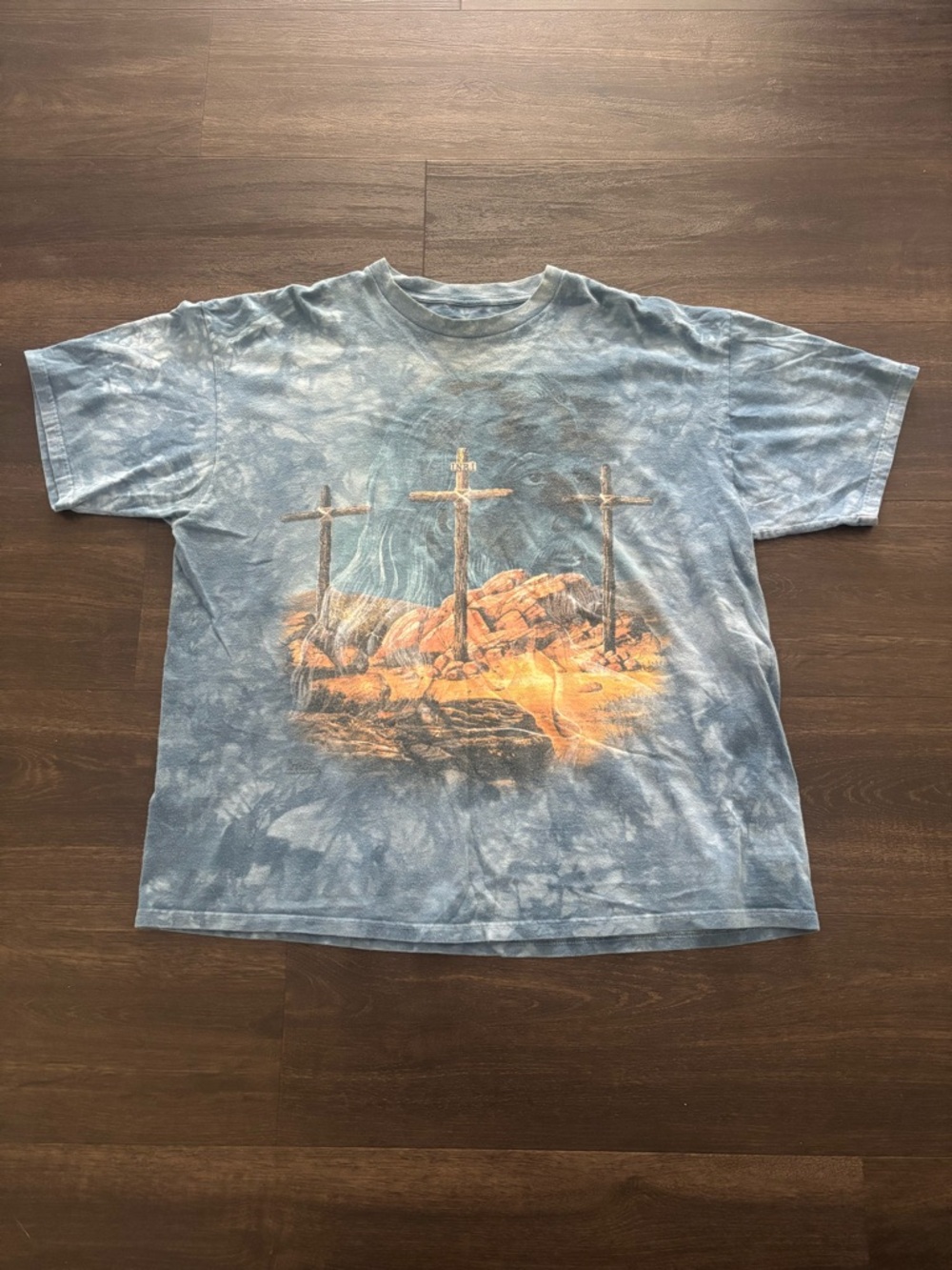 Vtg Y2K 2002 JESUS CHRIST The MOUNTAIN Crucifixion Tie Dye Adult T-Shirt